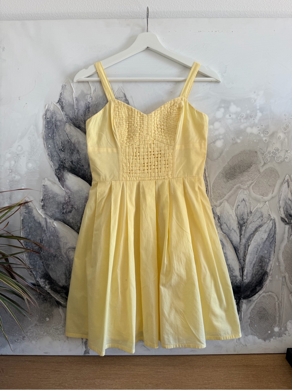 French Connection Light Yellow Smocked Sundress